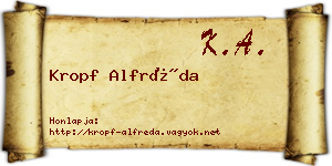 Kropf Alfréda névjegykártya